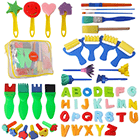 54pcs Kids Art Craft Early Learning Painting Sponges Stamper Mini Paint Brushes Kit with 26 English Alphabets Drawing Tools